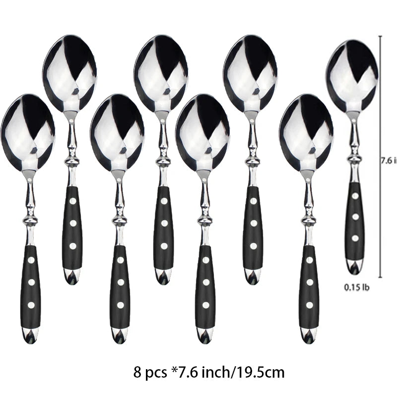 Classic Elegant Stainless Steel Cutlery Set Fork Spoon Knife Full  Dinning Fork Steak Knife Teaspoon Creative Dinnerware Set